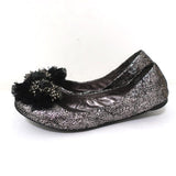 Tory Burch Scrunch Ballet Flats Amelia Crystal-Embellished Silver Leather Size 8 available at CelebrityOwned.com img_6