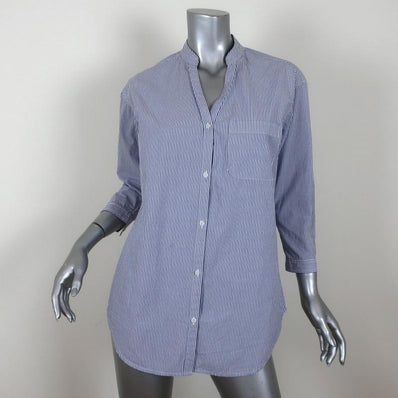 Trouve Striped Shirt Blue/White Cotton Size Extra Small Long Sleeve Tunic Top available at CelebrityOwned.com img_1