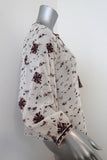 Ulla Johnson Blouse Lida White Embroidered Floral Print Silk Size 0 Peasant Top available at CelebrityOwned.com img_4