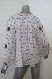 Ulla Johnson Blouse Lida White Embroidered Floral Print Silk Size 0 Peasant Top available at CelebrityOwned.com img_7