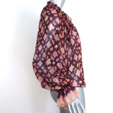 Ulla Johnson Blouse Nailah Bordeaux Lurex Printed Silk Size 0 Long Sleeve Top available at CelebrityOwned.com img_4