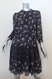 Ulla Johnson Dress Skye Navy Tiered Floral Print Silk Size 0 Tassel Drawstring available at CelebrityOwned.com img_1