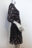 Ulla Johnson Dress Skye Navy Tiered Floral Print Silk Size 0 Tassel Drawstring available at CelebrityOwned.com img_2