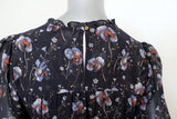 Ulla Johnson Dress Skye Navy Tiered Floral Print Silk Size 0 Tassel Drawstring available at CelebrityOwned.com img_6