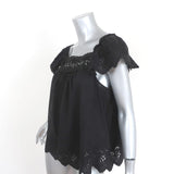 Ulla Johnson Top Ariel Black Embroidered Cotton-Linen Size 6 Cap Sleeve NEW available at CelebrityOwned.com img_2