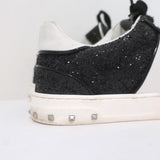 Valentino Glitter Flycrew Rockstud Sneakers Black/White Size 38 available at CelebrityOwned.com img_3