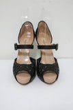 Valentino Platform Sandals Black Laser-Cut Leather Size 35.5 d'Orsay Heel available at CelebrityOwned.com img_3