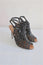 Valentino Rose Laser-Cut Slingback Booties Black Leather Size 39 Peep Toe Heel 15 >