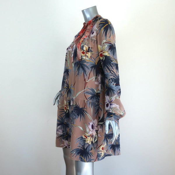 morgenmad sagging Intensiv Valentino Tie Neck Dress Brown Floral Print Silk Size 8 Long Sleeve Mi –  Celebrity Owned