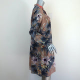 Valentino Tie Neck Dress Brown Floral Print Silk Size 8 Long Sleeve Mini available at CelebrityOwned.com img_4