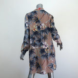 Valentino Tie Neck Dress Brown Floral Print Silk Size 8 Long Sleeve Mini available at CelebrityOwned.com img_5