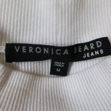 Veronica Beard Ruffle Top Dawson White Ribbed Jersey Size Medium Long Sleeve available at CelebrityOwned.com img_8
