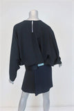 Victoria Victoria Beckham Batwing Mini Dress Black/Navy Pleated Crepe Size US 2 available at CelebrityOwned.com img_4