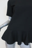 Victoria Victoria Beckham Peplum Top Black Wool-Blend Size 2 Short Sleeve Blouse available at CelebrityOwned.com img_2
