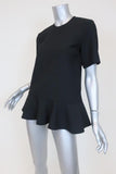 Victoria Victoria Beckham Peplum Top Black Wool-Blend Size 2 Short Sleeve Blouse available at CelebrityOwned.com img_3