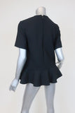 Victoria Victoria Beckham Peplum Top Black Wool-Blend Size 2 Short Sleeve Blouse available at CelebrityOwned.com img_4