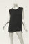 Vince Tank Top Black Rib Trim Ruched Silk Size 10 Sleeveless Blouse
