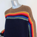 Xirena Apres Ski Sweater Simone Navy/Rainbow Ribbed Knit Size Extra Small available at CelebrityOwned.com img_3