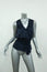 Yves Saint Laurent Blouson Top Navy Silk Size 34 Sleeveless V-Neck Blouse