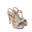 Yves Saint Laurent Platform Sandals Gray Ring Lizard Size 36.5 Open Toe Heels