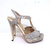 Yves Saint Laurent Platform Sandals Gray Ring Lizard Size 36.5 Open Toe Heels available at CelebrityOwned.com img_2