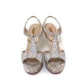 Yves Saint Laurent Platform Sandals Gray Ring Lizard Size 36.5 Open Toe Heels available at CelebrityOwned.com img_3