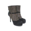 Yves Saint Laurent Tribtoo Ankle Boots Black Suede & Printed Pony Hair Size 38.5