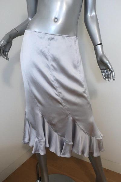 Yves Saint Laurent Trumpet Skirt Light Blue Silk Satin Size 40 NEW