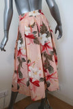 Zara Pleated Midi Skirt Pink Floral Print Cotton Size Extra Small available at CelebrityOwned.com img_5