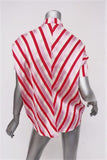 Zero + Maria Cornejo Concave Blouse Pink Striped Twill Size 0 Short Sleeve Top available at CelebrityOwned.com img_4