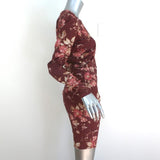 Zimmermann Mini Dress Unbridled Burgundy Draped Floral Print Stretch Silk Size 0 available at CelebrityOwned.com img_4