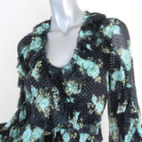 Zimmermann Ruffle Wrap Dress Whitewave Black Floral Print Chiffon Size 0 available at CelebrityOwned.com img_3