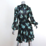 Zimmermann Ruffle Wrap Dress Whitewave Black Floral Print Chiffon Size 0 available at CelebrityOwned.com img_5