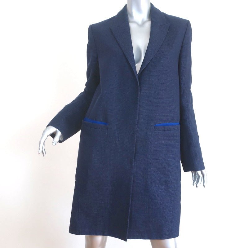 ACNE Studios Blair Coat Navy Canvas Size 38 Snap-Front Long Jacket - Celebrity Owned