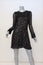Adam Lippes Dress Black/Pink Flocked Lurex Metallic Velvet Size 4 Long Sleeve