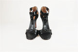 Alaia T-Strap Sandals Black Patent Leather Size 38.5 Open Toe Heel - Celebrity Owned