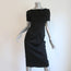 Alberta Ferretti Dress Black Stretch Satin Size US 4 Short Sleeve V-Back NEW