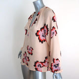 A.L.C. Blouse Jules Pink Floral Print Silk Size 0 Long Sleeve V-Neck Top - Celebrity Owned