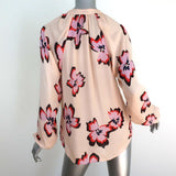 A.L.C. Blouse Jules Pink Floral Print Silk Size 0 Long Sleeve V-Neck Top - Celebrity Owned