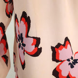 A.L.C. Blouse Jules Pink Floral Print Silk Size 0 Long Sleeve V-Neck Top - Celebrity Owned