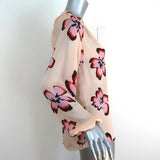 A.L.C. Blouse Jules Pink Floral Print Silk Size 0 Long Sleeve V-Neck Top - Celebrity Owned