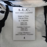 A.L.C. Blouse Presley White/Black Splatter Print Silk Size 4 Long Sleeve Top - Celebrity Owned