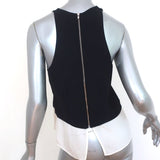 A.L.C. Double Layer Tank Top Findley Black/White Crepe Size 4 Sleeveless Blouse - Celebrity Owned