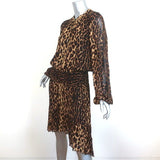 A.L.C. Dress Sidney Leopard Print Smocked Chiffon Size 10 Long Sleeve NEW - Celebrity Owned