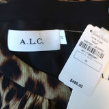 A.L.C. Dress Sidney Leopard Print Smocked Chiffon Size 10 Long Sleeve NEW - Celebrity Owned