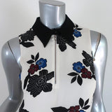 A.L.C. Dress White/Multi Floral Print Silk Crepe Size 2 Sleeveless Collared Mini - Celebrity Owned