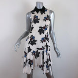 A.L.C. Dress White/Multi Floral Print Silk Crepe Size 2 Sleeveless Collared Mini - Celebrity Owned