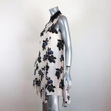 A.L.C. Dress White/Multi Floral Print Silk Crepe Size 2 Sleeveless Collared Mini - Celebrity Owned