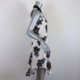 A.L.C. Dress White/Multi Floral Print Silk Crepe Size 2 Sleeveless Collared Mini - Celebrity Owned