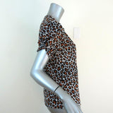 A.L.C. Kati Puff Sleeve Tee Leopard Print Cotton Size Small Short Sleeve Top - Celebrity Owned